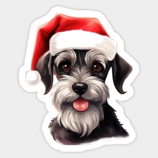 Schnauzer Santa Hat Christmas Sticker